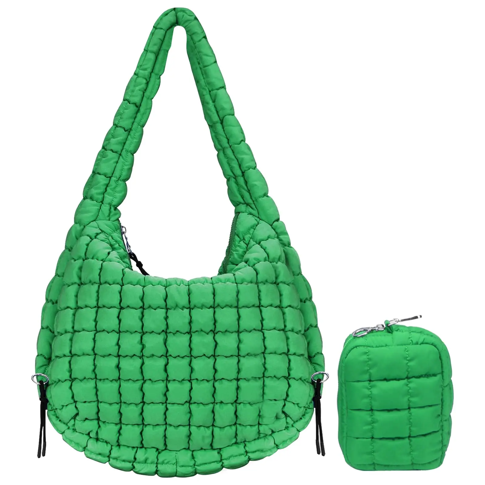Large Quilted Tote Bag with Pouch-Crossbody Puffer Tote Bags Oversized Carryall Bubble Bag Quilted Hobo Purse
