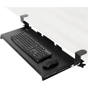 Large Keyboard Tray Under Desk Pull Out with Extra Sturdy C Clamp Mount System, 27 (33 Including Clamps) x 11 Inch Slide-Out Platform  Drawer for Typing, Black, MOUNT-KB05E
