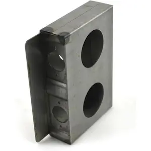 Double Hole Weldable Steel Unpainted Lockbox, Size 6 7/8" x 4 1/2" x 1 1/2"