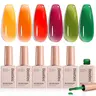 Beetles Jelly Gel Nail Polish Kit - 6 Sheer Translucent Neon Summer 7.5ml Bottles, Buildable Long-Lasting Soak-Off UV Formula, Glossy Finish, Cosmetic Nail Care for Adults, From Office to Party, Ideal for Anniversary/Birthday Gift,familyfun