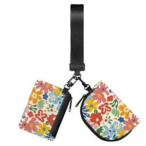 CLRUERSN Women's Floral Print Wristlet Bag Set - 2-Piece Wallet Set with Zipper Coin Purse, Card Holder, Romantic Rose Motif, Travel-Ready Valentine’s Day Gift for Women, Wallets Women