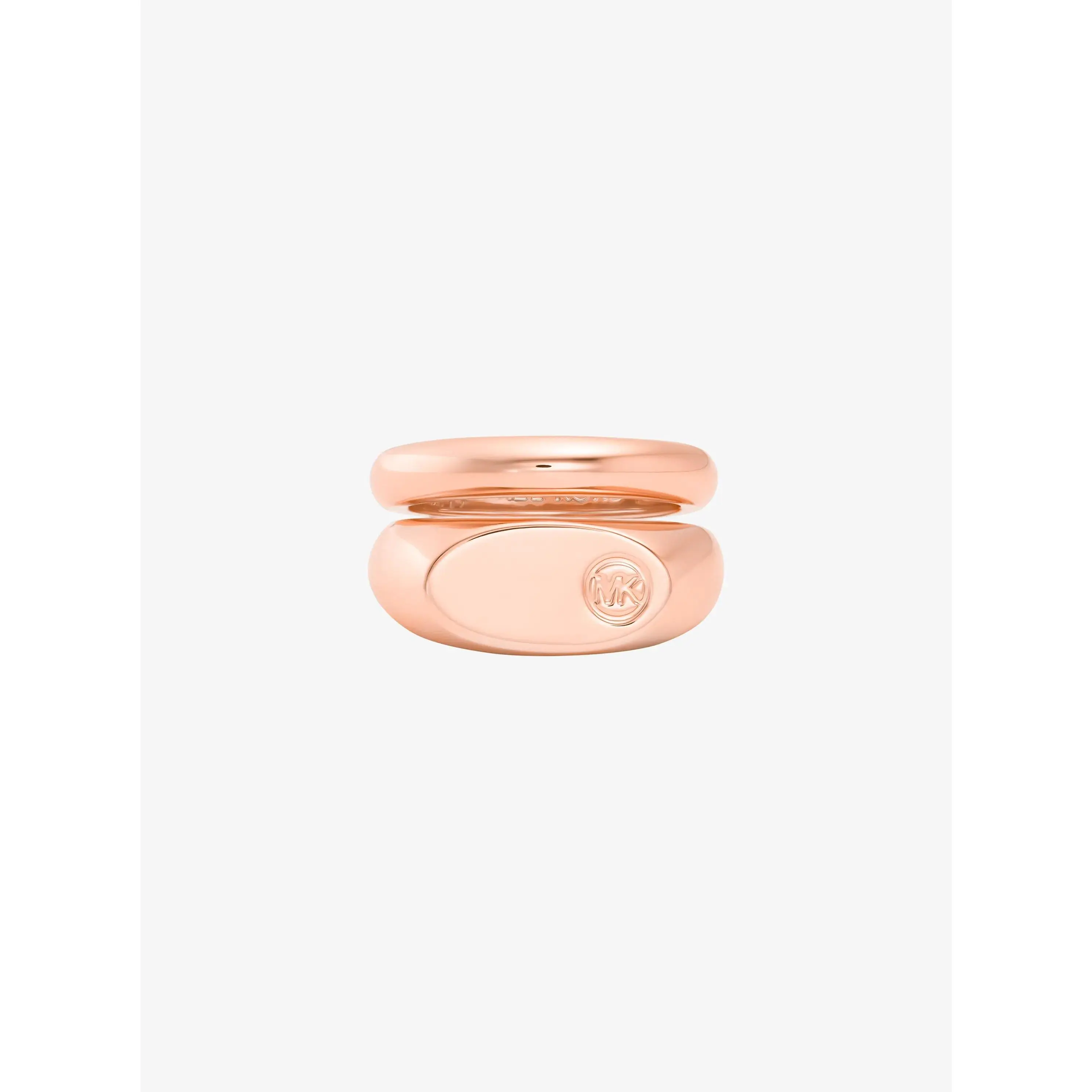 Logo Engraved Double Layered Signet Ring
