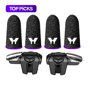 Mobile Controller & Gloves, Anti-sweat & Anti-slip Finger Gloves, Game Finger Gloves & Mobile Controller Set, Phone Accessories for iPhone Android iPad, Mobile Game Trigger, Mobile Gaming Controller