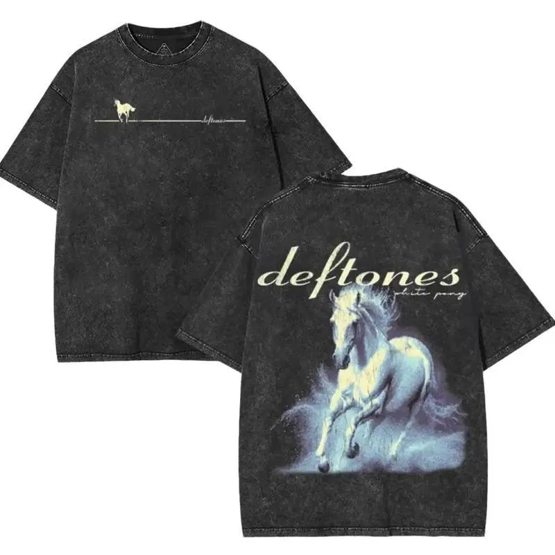 Vintage Deftones White Pony Band T-Shirt Unisex Alternative Metal Concert Grunge Clothes Round Neck Casual Fabric Menswear Classic Fitted Soft Shirt