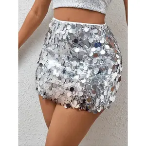 Crystal Sequin Mini Skirt Women's - Sexy Bodycon Beach Party High Waisted Slim Fit Short Length Knit Fabric Perfect for Summer Outings Low Waist Cargo Parachute Pants