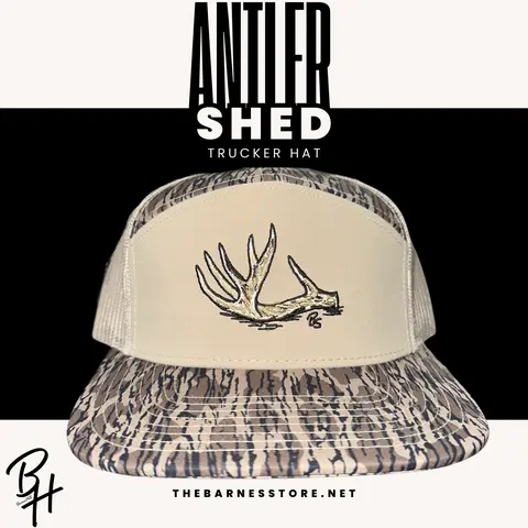 Antler Shed 7 Panel Hat - Timber Camo Adjustable Snapback Cap Embroidered Trucker Design