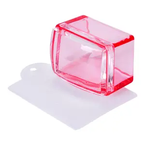 Pink Silicone Rectangle Stamper for Nail Art - Easy French Tip Hack