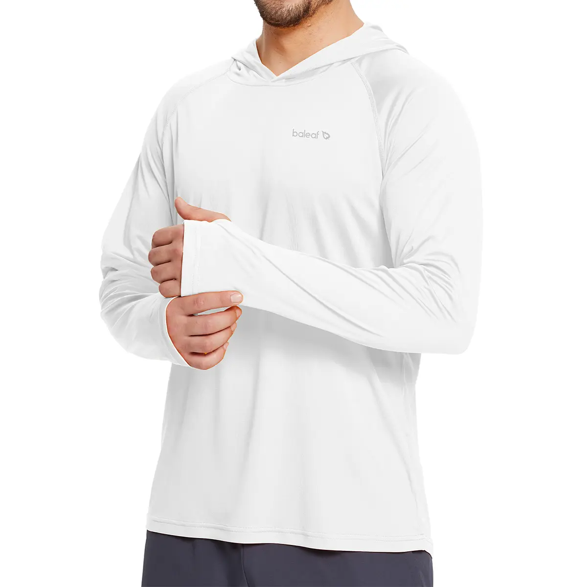baleaf Men's Hooded Rash Guard Long Sleeve Sun Shirt, UPF 50+ Lightweight Swimwear with Thumb Holes for Fishing & Swimming, Rash Guard Swimwear