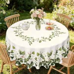 Floral Round Tablecloth, Kitchen Dining Decor, Furniture Protector, Party Decoration, Holiday Gift, Hotel Restaurant Home Use