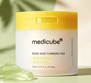 [medicube] Kojic Acid Turmeric Clarifying Gel Toner Pad, Daily Gentle Korean Skincare for Troubled Skin - Post-Spot Care, Soothing, Calming, Smooth Texture with Niacinamide, Glycolic Acid, 70 Pads