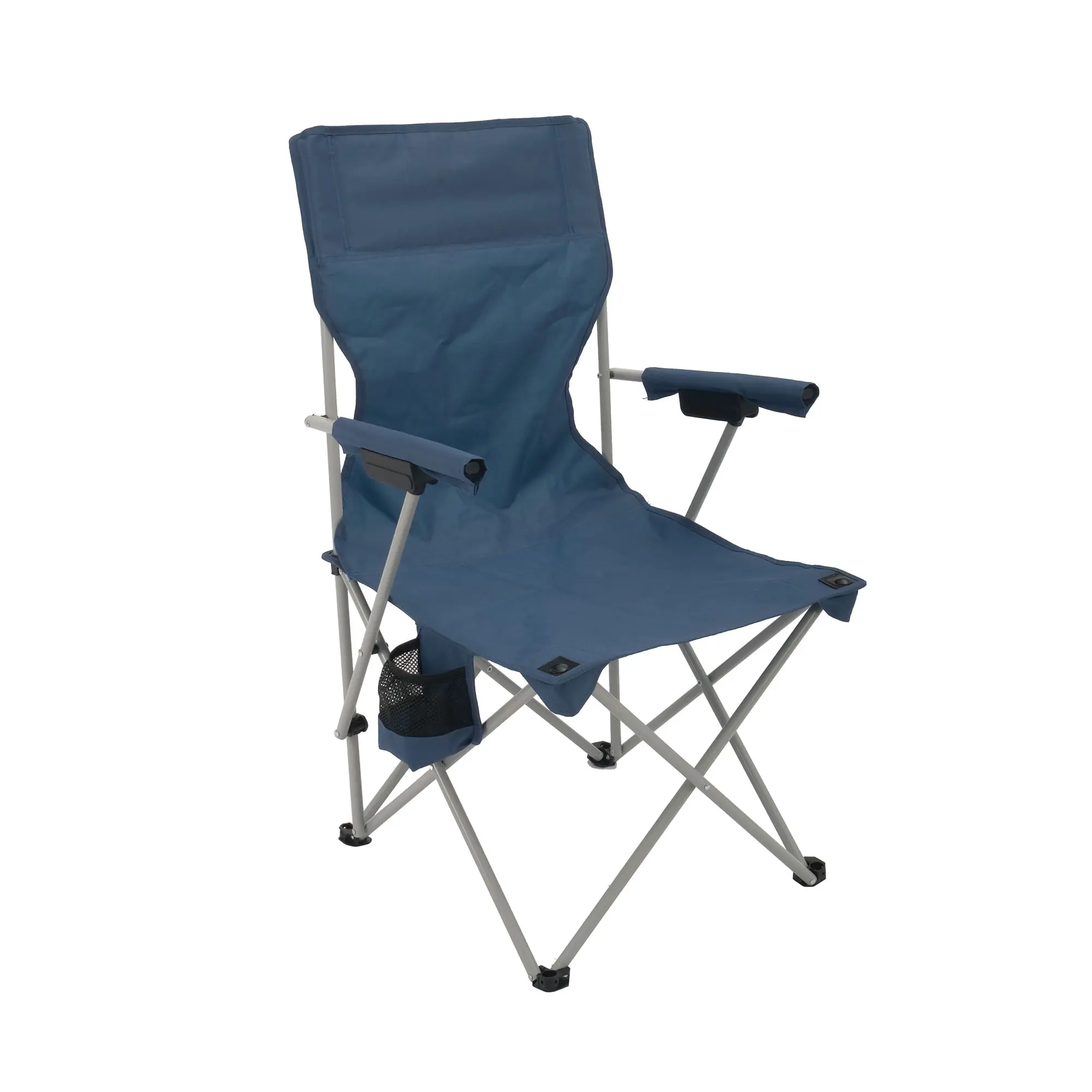 Ozark Trail Hard Armchair Durable Polyester Seat Strong Steel Frame Portable Folding Camp Chair with Cup Holder and Carry Bag for Outdoor Lawn Beach and Camping