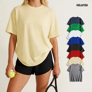 Holafish Women's 100% Cotton Basic Tees Crew Neck Short Sleeve Solid Relaxed Fit T-Shirt Plain Summer Tops Soft Breathable Undershirts Essential