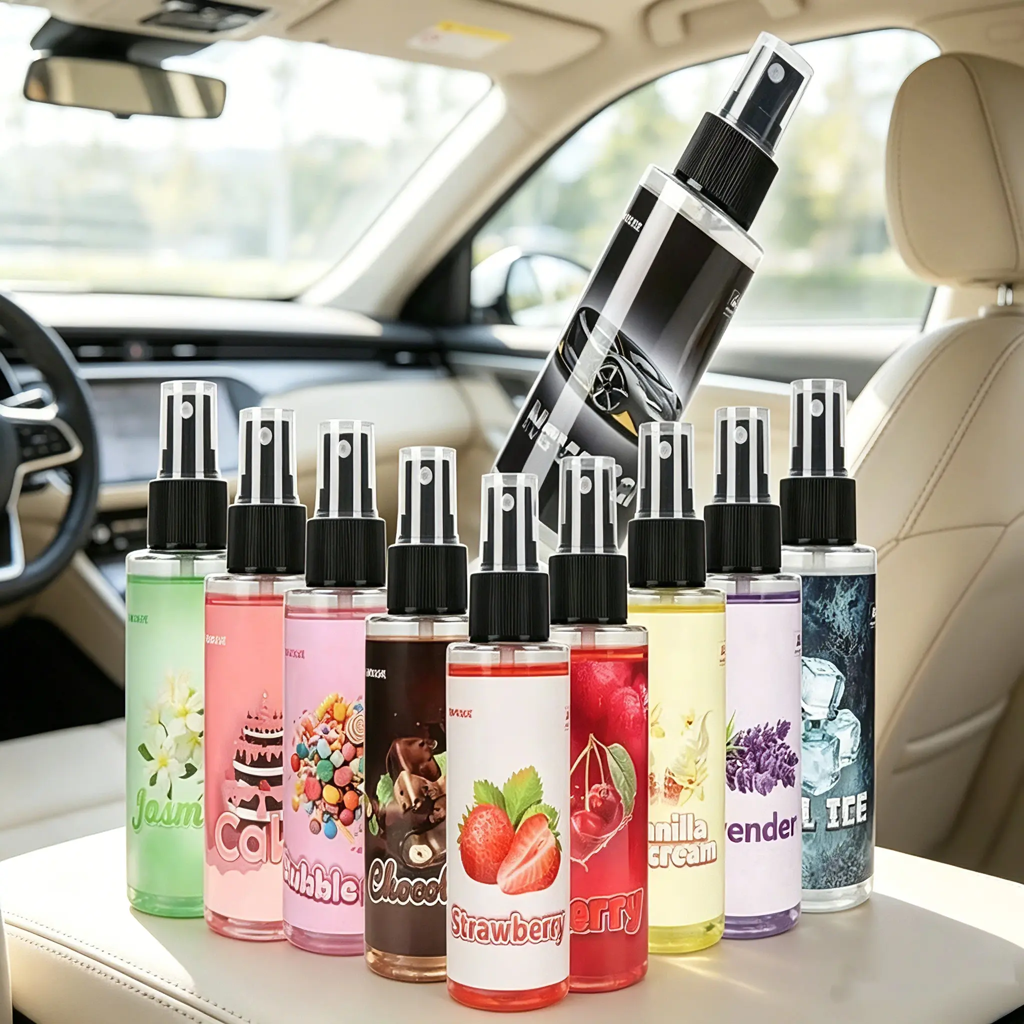New Car Scent Spray Air Freshener, Multi Fragrance Long Lasting Odor Eliminator for Car & Home sweet fruity