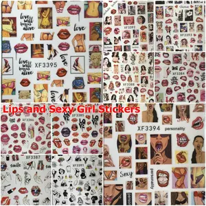 Nail Art Stickers, Lips and Girl-Themed Designs for Nail Decoration