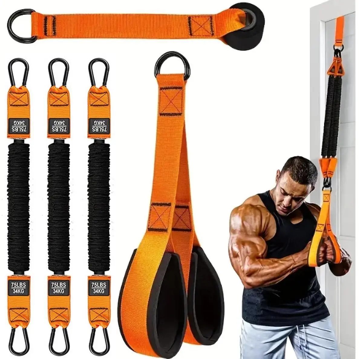 Adjustable Resistance Training Equipment Set, Home Gym Kit for Bicep Curls, Triceps Push-Ups, Facial Pulls, Durable Workout Gear, Workout Straps, Exercise Equipment, Fitness Equipment, At Home Gym Equipment