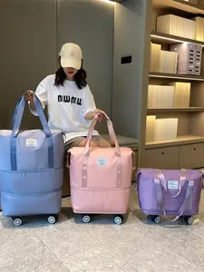 Extra Large Travel Bag 36-55L, Waterproof Expandable Luggage, All-Season Canvas Tool Bag, Colorblock Design, Wet/dry Separation, Waterproof Weekender Bag, Waterproof Overnight Bag, Travel Duffel