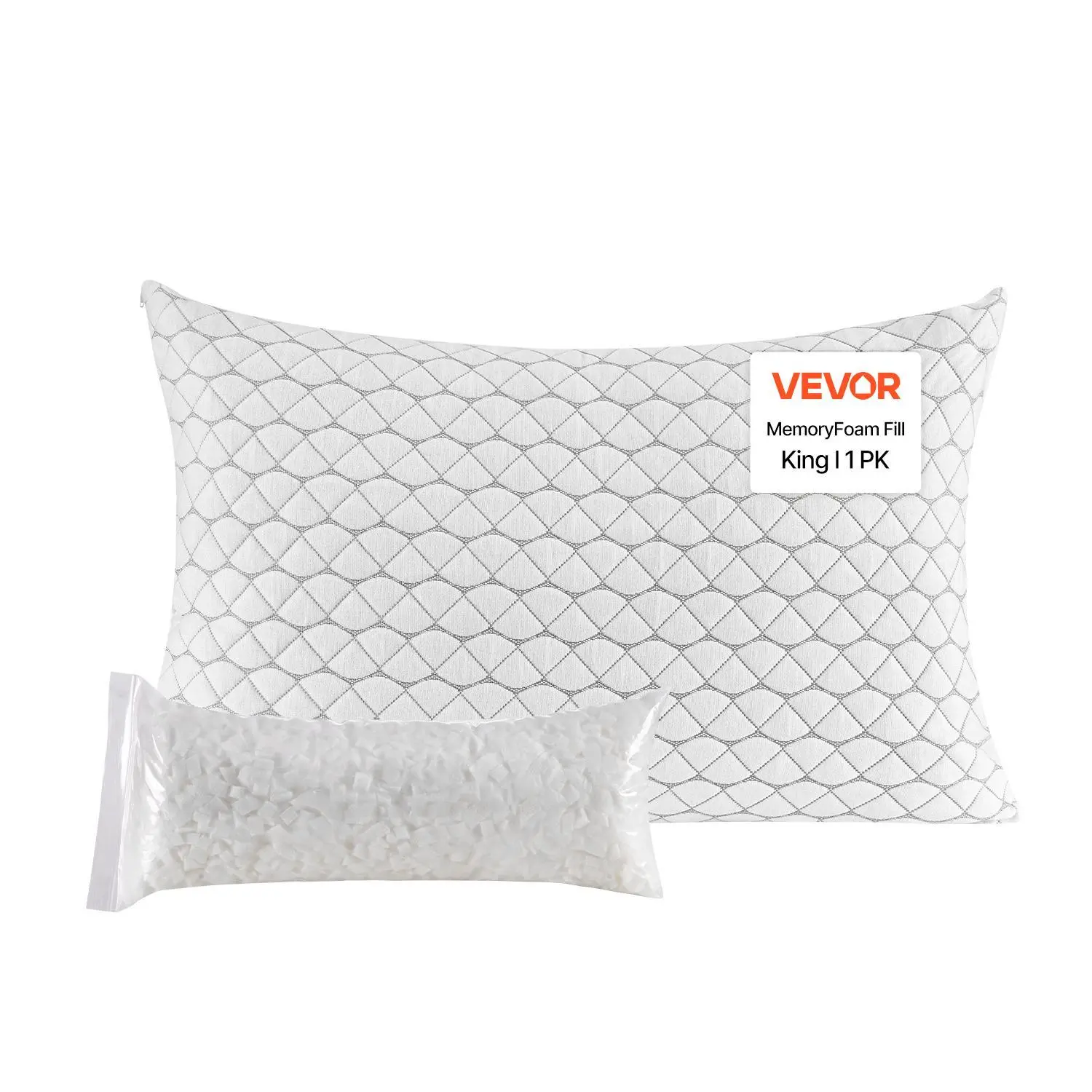 【SummerFinds】VEVOR King Size Sleeping Pillows, Luxury Hotel-Quality Memory Foam Adjustable Fill, Breathable Skin-Friendly Dual-Sided Pillow, Natural Fibers Pillowcase Included, Machine Washable, Bedding for Back Sleepers & Guest Room