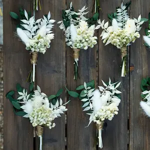 NortureFlora 8-Piece Lightweight Decorative Faux Dried Flower Bouquet Set - White Boho Floral Bundles, Gift for Wedding Table Centerpieces, Valentine’s Day Decor