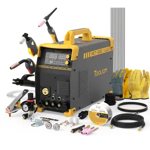 [fathersdaygift] TOOLIOM MCT-520 6-in-1 Welder & Plasma Cutter Combo - 200A MIG/TIG/Stick & 50A CUT, Spool Gun Compatible for Aluminum, 110/220V Welding Machine Kit with Flux Wire, E6013 Rods & Gloves