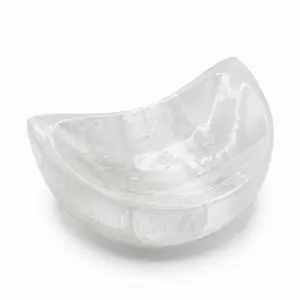 Selenite Half Moon Bowl — 4 Inch Crescent for Crystal Cleansing &amp; Charging