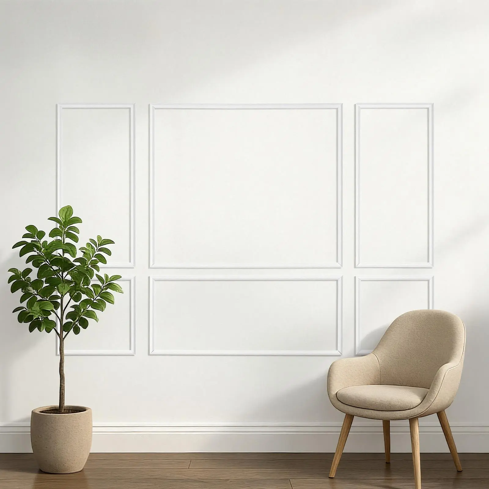 【SummerFinds】VEVOR Wall Molding 3 Pack, Wainscoting Panels Kit, Lightweight Paintable Polystyrene, Easy to Install Accent Wall Trim for Interior Décor Living Room, Bedroom, Home, White (23x56.3 + 23x23 in)