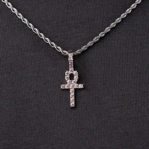 Micro Ankh Cross in White Gold  - Perfect Gift- (Chain Not Included)