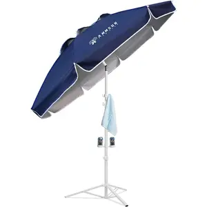 AMMSUN 6.5ft Portable Sports Umbrella with Stand Sun Protection Adjustable Height Lightweight for Sports Beach Park Camping Dark Blue