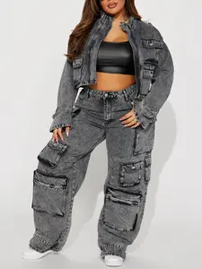 Billie Low Slung Cargo Jeans - Acid Wash Black