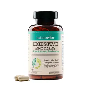 NatureWise Digestive Enzymes - Multi Enzymes with Probiotics + Organic Prebiotics - Post Mealtime Comfort & Bloating Support + Aids Digestion and Gut Health - Soy-Free, Non-GMO