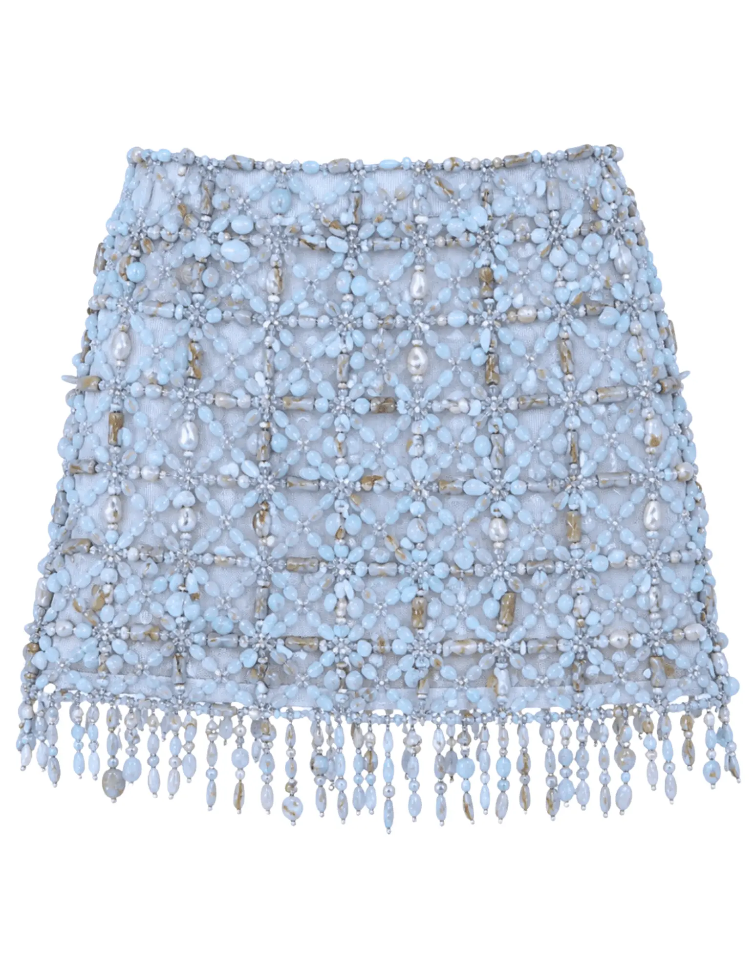 Cult Gaia Idalia Beaded Mini Skirt in Coastal