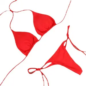 ,2026 New Triangle Thong Bikini Set – Padded Two-Piece Swimsuit (With Bonus Anklet Gift)