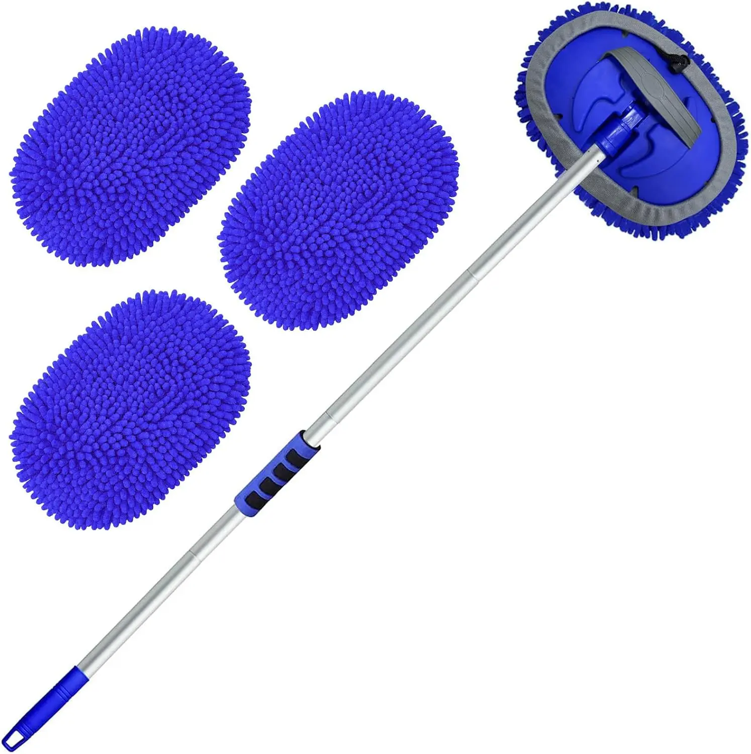 Car Wash Brush Kit with Long Handle, Chenille Microfiber Car Wash Mop Mitt Scratch-Free Car Detailing Cleaning Brush Care Kit Car Cleaning Supplies for Cars RV Truck Boat