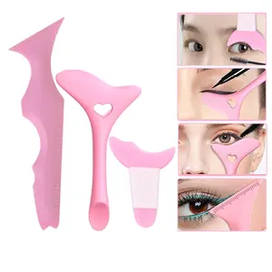 3pcs Eye Makeup Tool, Soft Silicone Eyeliner Stencils Multifunctional Mascara Shield Applicator Eyeliner Tool for Beginners,best gift for ladies,wives