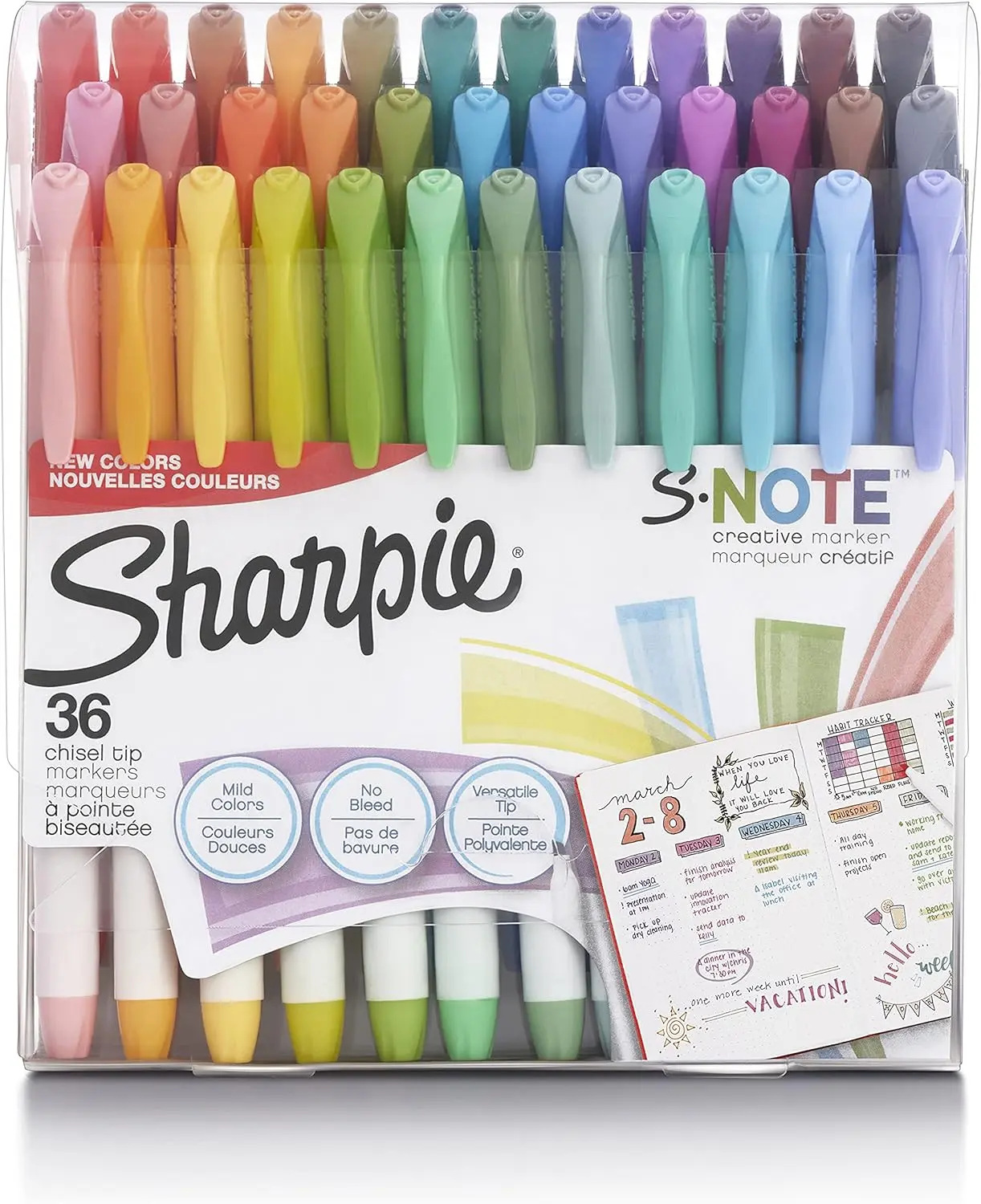 SHARPIE S-Note Creative Markers, Pastel Highlighters, Art Marker Set, Assorted Colors, Chisel Tip, 36 Count