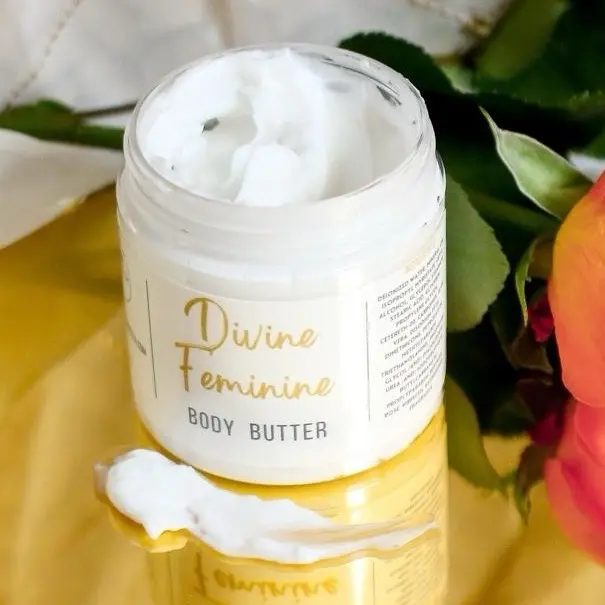 SOUL Manifesta Divine Feminine Rose Raspberry Hibiscus Tea Body Butter 4oz - Hydrating Formula for Nourishing and Relaxation body balm Moisturizing Moisturizer Soothing Relaxing nourish your lotion magnesium natural creams