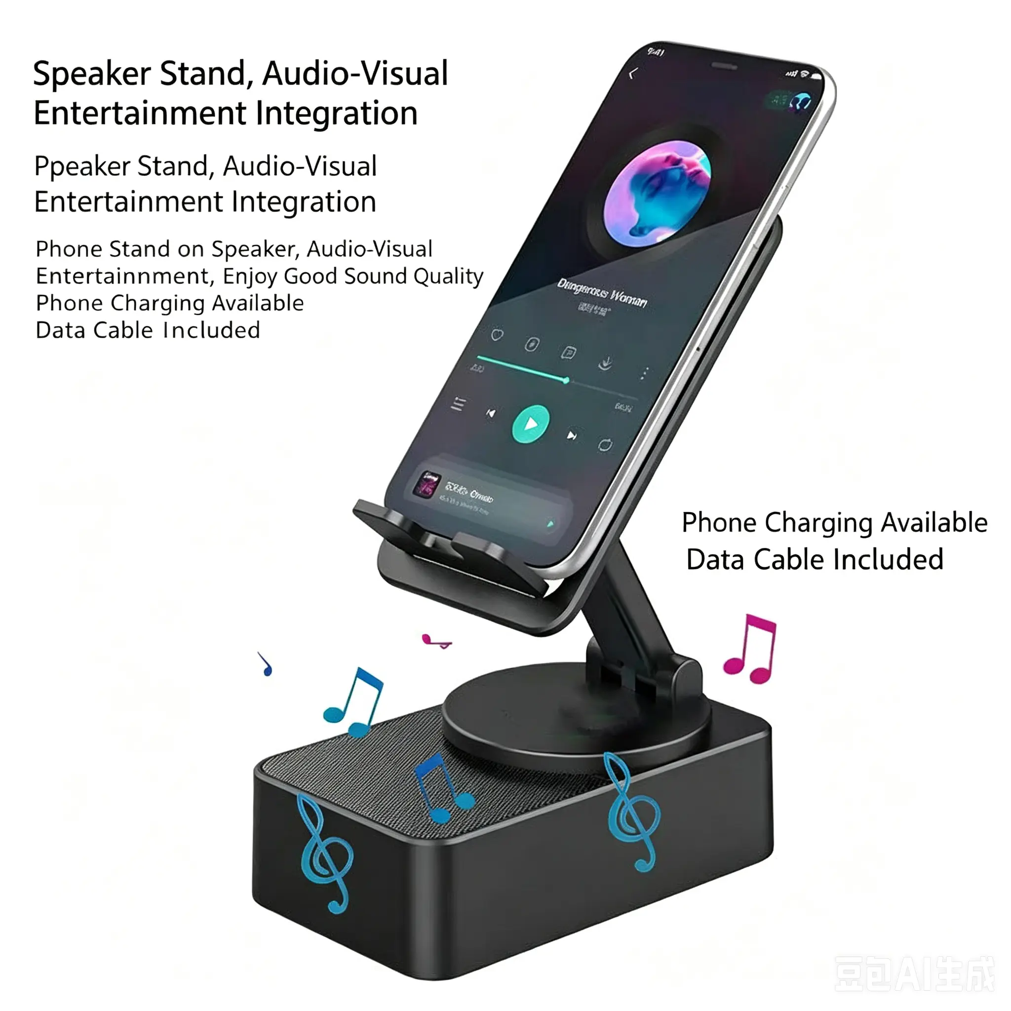 4-in-1 Stand with Bluetooth Speaker, Rechargeable Multi-Functional Holder for iPad & Phone, Foldable, Portable & Rotatable Bracket