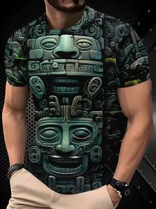 Jungle Ruins Short-Sleeve, Trendy Loose Breathable T-Shirt, Unique Cultural Style Base Layer