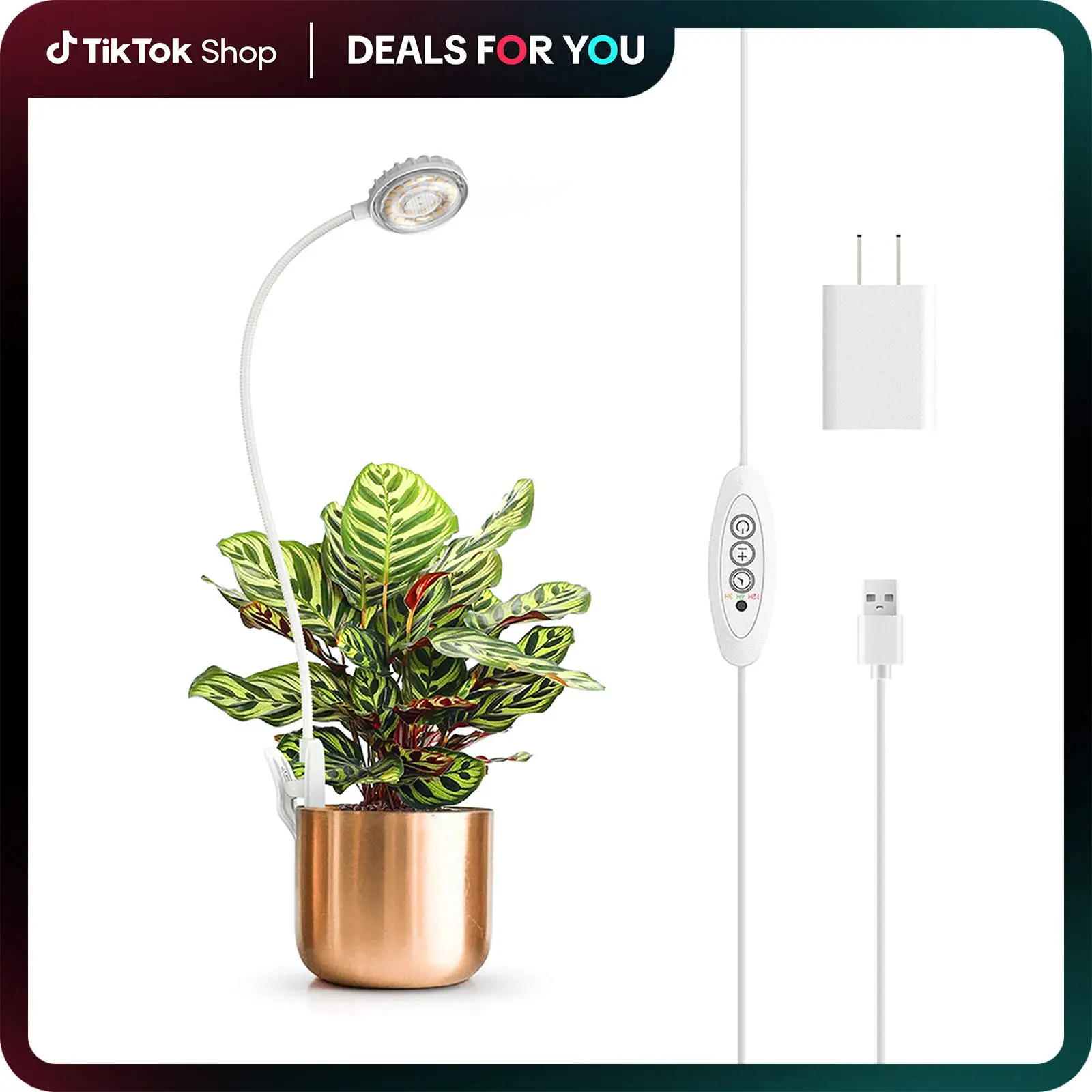 Sansi 5W Indoor Plant Grow Pot Light, USB Powered LED Full Spectrum Plant Light, 360° Adjustable Gooseneck Pot Clip LED Plant Light with 5 Dimming Bri