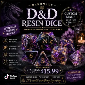 Dnd/Warhammer Custom Dice, Rough edged or round! 7 set