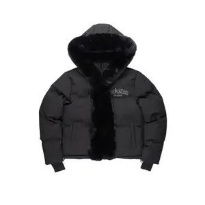 Dontaisha Black Puffer Jacket With Fur Trim