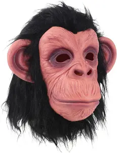 Monkey Mask Latex Full Head Animal Black Chimp Mask for Halloween Costume Party, Large