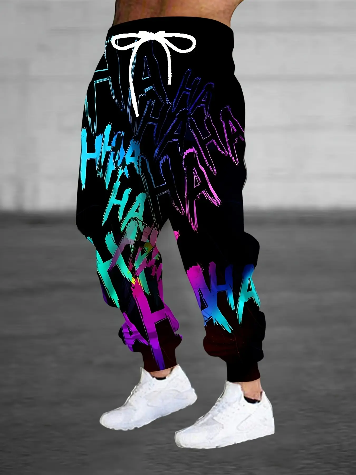 Fashion Design Men's 3D Abstract Graffiti HAHA Pattern Printed Sports Pants Strap Drawstring and Pocket Fashion Trousers Home Pajama Pants Casual and Comfortable Menswear Homewear Lightweight Loungewear Casual Comfy Lounge