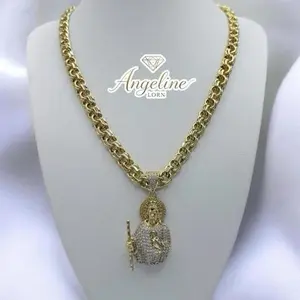 Angeline Lorn Cadenas San Juditas Tadeo 22 inch Laminada 14k Oro Real Acero Inoxidable  Alta Calidad Uso Diario