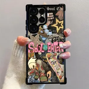 Anime Soul Eater Phone Case for Samsung Galaxy S25 S24 S23 S22 S21 S20 FE Ultra Plus Edge 4G 5G Transparent Soft TPU Cover Anti-Fall Protection Cartoon Design Animal Colorful Personalized Protective Casing Cellphone Screen Protector Smartphone Shockproof