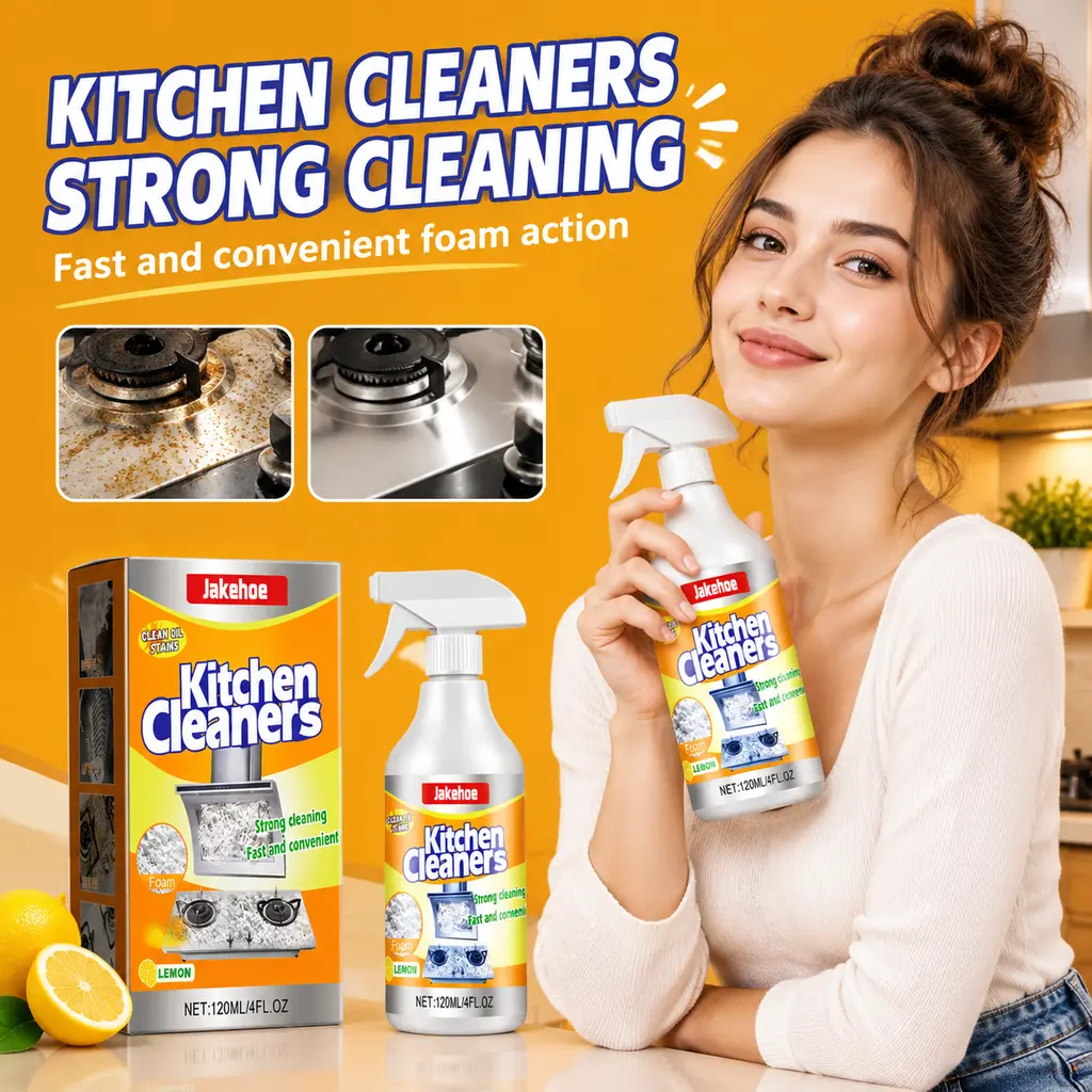 Jakehoe Heavy-Duty Kitchen Cleaner Spray - All-Purpose, Deep Clean Power, Liquid Spray, Multipurpose Stain Remover for Stoves, Hard Water Bathrooms, Delicate Wash + Applicator Brush, All-Purpose Kitchen Cleaners, Deep Clean Power Kitchen Cleaners