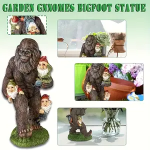1 Piece Rustic Resin Garden Gnome Gorilla Dwarf Statue Farmhouse Style Decor For Tabletop Patio Deck Lawn Outdoor Space Holiday Gift