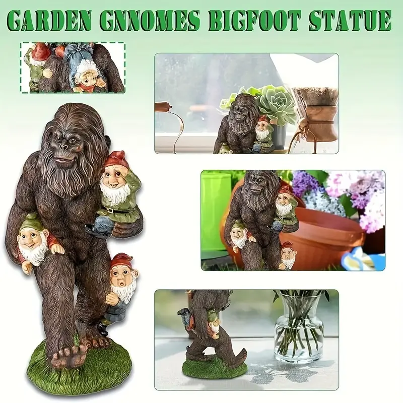 1 Piece Rustic Resin Garden Gnome Gorilla Dwarf Statue Farmhouse Style Decor For Tabletop Patio Deck Lawn Outdoor Space Holiday Gift