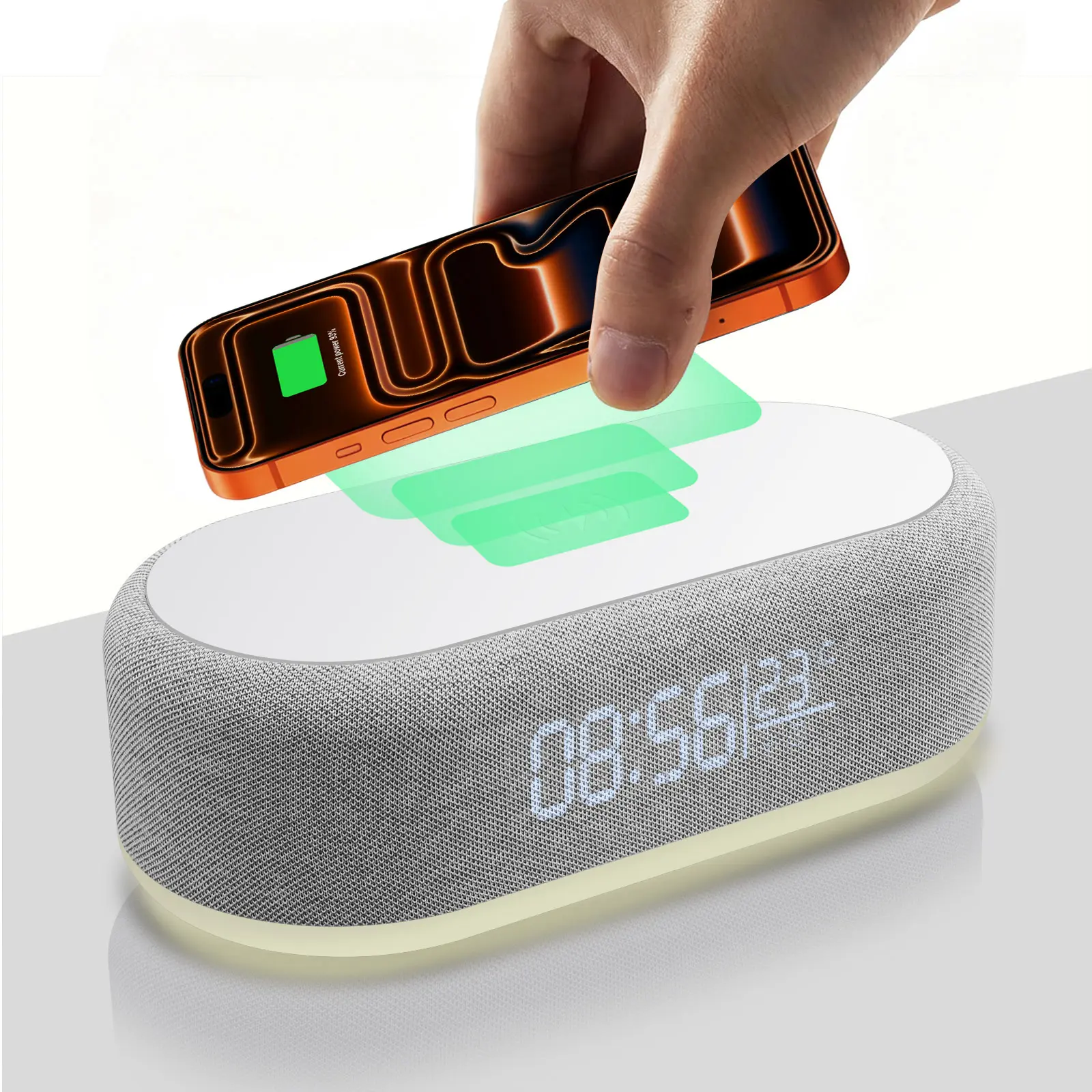 Wireless Charging Station Digital LED Alarm Clock For Bedroom Temperature Display 15W Wireless Charger Dock With Night Light for Smartphone, iPhone 17/16/15/14/13/12, iOS Compatible, Samsung Series, Electronic Smartphone Charger