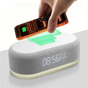 Wireless Charging Station Digital Alarm Clock For Bedroom Temperature Display 15W Wireless Charger Dock With Night Light for iPhone 17/16/15/14/13/12, Samsung Series