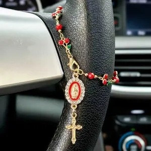 Car Rearview Mirror Cross Pendant, Car Rearview Mirror Hanging Ornament, Car Interior Decoration Accessories for Women & Men, Car Accessory